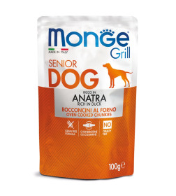 Влажный корм Monge Dog Grill Senior для пожилых собак, из утки, паучи 100 г