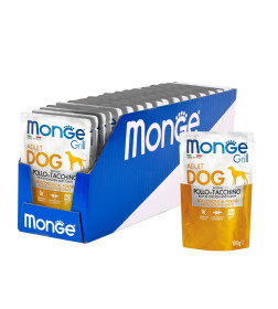 Влажный корм Monge Dog Grill для собак с курицей и индейкой, паучи 100 г