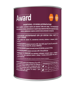 Влажный корм AWARD для взрослых собак паштет из индейки с черникой 400г