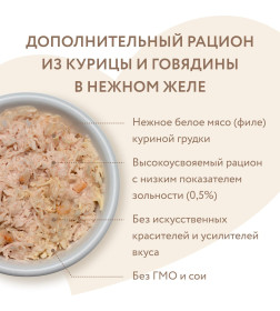 Влажный дополнительный корм Мнямс для кошек Курица с креветками нежном желе 70 г