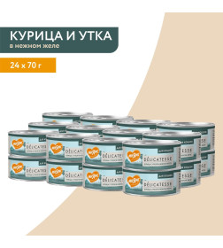 Влажный дополнительный корм Мнямс для кошек Курица с уткой в нежном желе 70 г