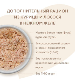 Влажный дополнительный корм Мнямс для кошек Курица с лососем в нежном желе 70 г