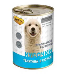 Влажный корм Мнямс Кусочки в соусе с телятиной для щенков всех пород «ПРАВИЛЬНОЕ РАЗВИТИЕ» 400 г
