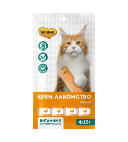 Крем-лакомство Мнямс для кошек с курицей 15 г х 4 шт.