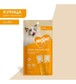 Крем-лакомство Мнямс для кошек с курицей 15 г х 4 шт.