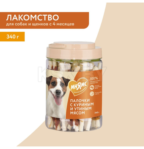 Лакомство Мнямс для собак палочки с куриным и утиным мясом 340 г (703218) 