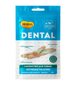 Лакомство Мнямс DENTAL для собак "Крученые палочки" с ягненком и мятой 70 г