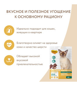 Лакомство Мнямс "Здоровая кожа и шерсть" хрустящие подушечки для кошек с птицей и говядиной 60 г