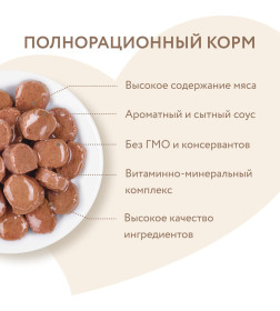 Влажный корм Мнямс Кусочки в соусе с форелью для красивой шерсти кошек 85г