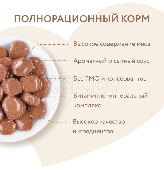 Влажный корм Мнямс Кусочки в соусе с форелью для красивой шерсти кошек 85г (540201) 
