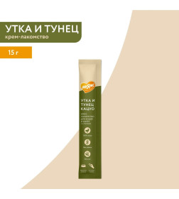Крем-лакомство Мнямс для кошек с уткой и тунцом Кацуо 15 г