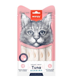 Лакомство для кошек Wanpy Cat "нежное пюре" из тунца и креветками 25 шт х14 г