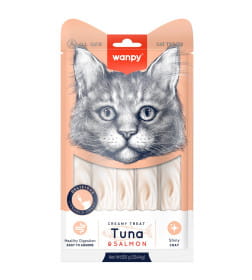 Лакомство для кошек Wanpy Cat "нежное пюре" из тунца и лосося 25 шт х14 г