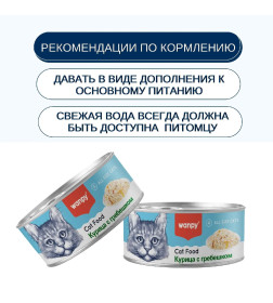 Консервы для кошек Wanpy Cat "Курица с гребешком" 95 г