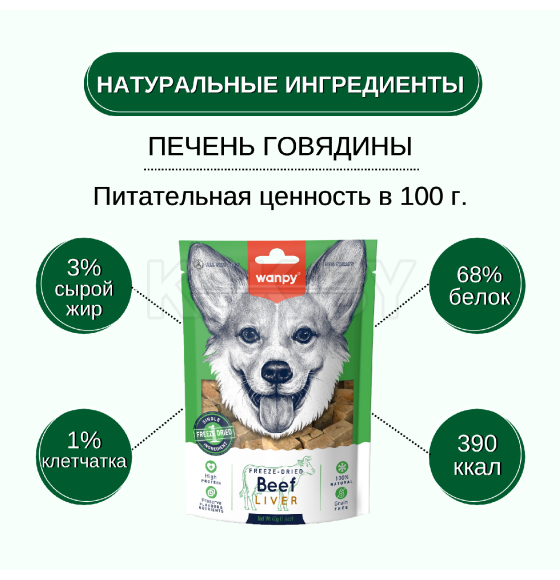 Сублимированное лакомство для собак Wanpy Dog 