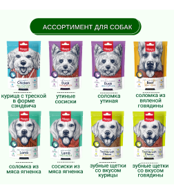 Лакомство для собак Wanpy Dog "Зубные щетки со вкусом курицы" 100 г