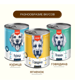 Консервы для собак Wanpy Dog из говядины, 375 г