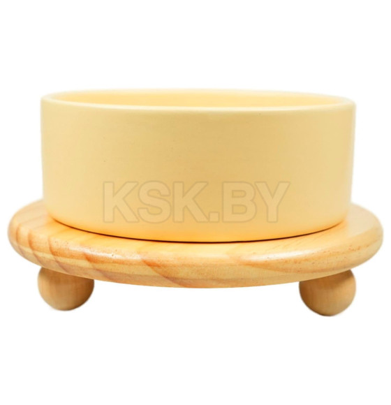Миска Mr.Kranch Bamboo керамическая желтая на бамбуковой подставке 850 мл (MKR543684) 