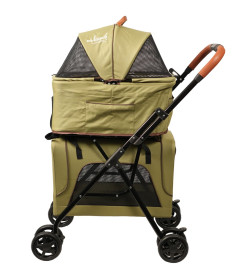 Коляска прогулочная Mr.Kranch для собак и кошек двойная, оливковая