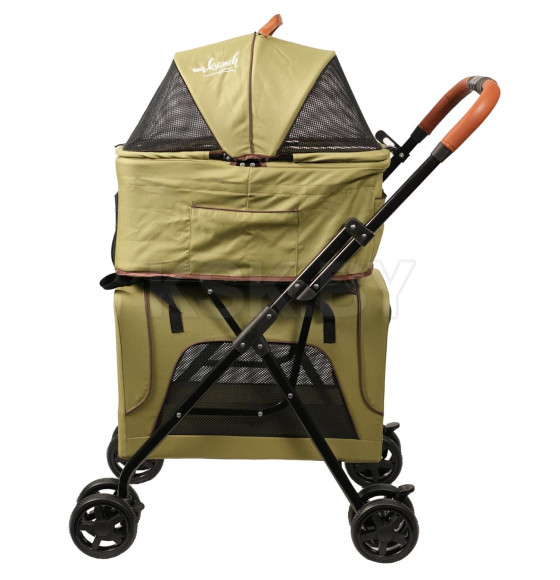 Коляска прогулочная Mr.Kranch для собак и кошек двойная, оливковая (MKR542748) 
