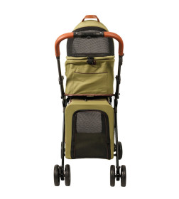 Коляска прогулочная Mr.Kranch для собак и кошек двойная, оливковая