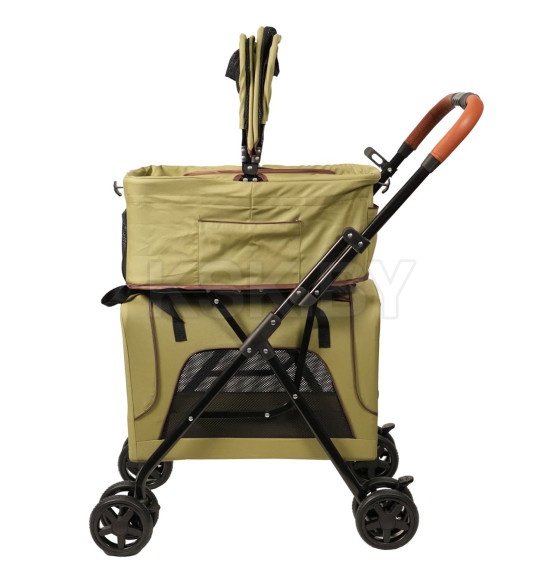 Коляска прогулочная Mr.Kranch для собак и кошек двойная, оливковая (MKR542748) 
