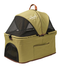 Коляска прогулочная Mr.Kranch для собак и кошек двойная, оливковая