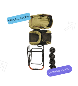 Коляска прогулочная Mr.Kranch для собак и кошек двойная, оливковая