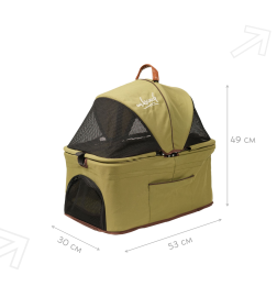 Коляска прогулочная Mr.Kranch для собак и кошек двойная, оливковая