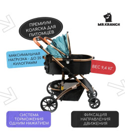 Коляска прогулочная Mr.Kranch большая, голубая