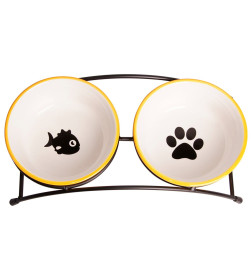 Миски Mr.Kranch на подставке для собак и кошек двойные 2x290 мл оранжевые