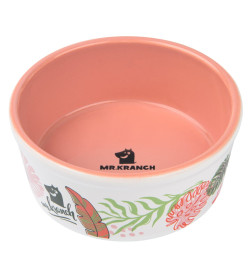 Миска Mr.Kranch для собак и кошек из фарфора "Тропики", 450мл, розовая