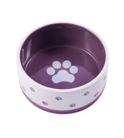 Миска Mr.Kranch керамическая нескользящая для собак 360 мл белая с фиолетовым