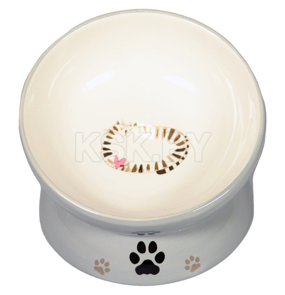 Миска Mr.Kranch керамическая для кошек на подставке 120 мл, серая (MKR021024) 