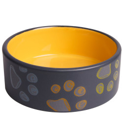 Миска Mr.Kranch керамическая для собак 420 мл черная с желтым