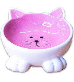 Миска Mr.Kranch керамическая Мордочка кошки на ножках 100 мл розовая