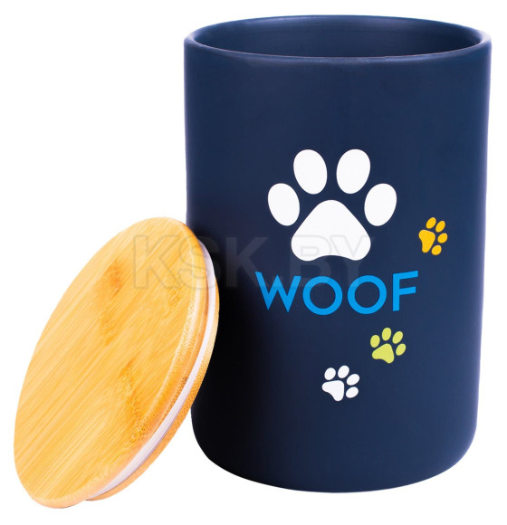Бокс Mr.Kranch керамический для хранения корма для собак WOOF 1900 мл черный (MKR020238) 
