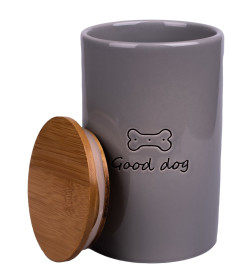 Бокс Mr.Kranch керамический для хранения корма для собак GOOD DOG 850 мл серый