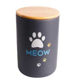 Бокс Mr.Kranch керамический для хранения корма для кошек MEOW 1900 мл черный