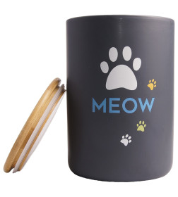 Бокс Mr.Kranch керамический для хранения корма для кошек MEOW 1900 мл черный