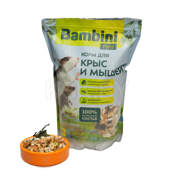 Корм Bambini Pets для крыс и мышей, 800гр (BMPM800) 