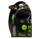 Поводок-рулетка Flexi Black Design M (до 25 кг) 5 м лента черный/зеленый (98034026) 