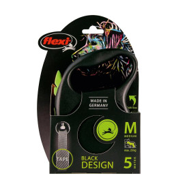 Поводок-рулетка Flexi Black Design M (до 25 кг) 5 м лента черный/зеленый