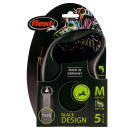 Поводок-рулетка Flexi Black Design M (до 25 кг) 5 м лента черный/серебро (98034002) 