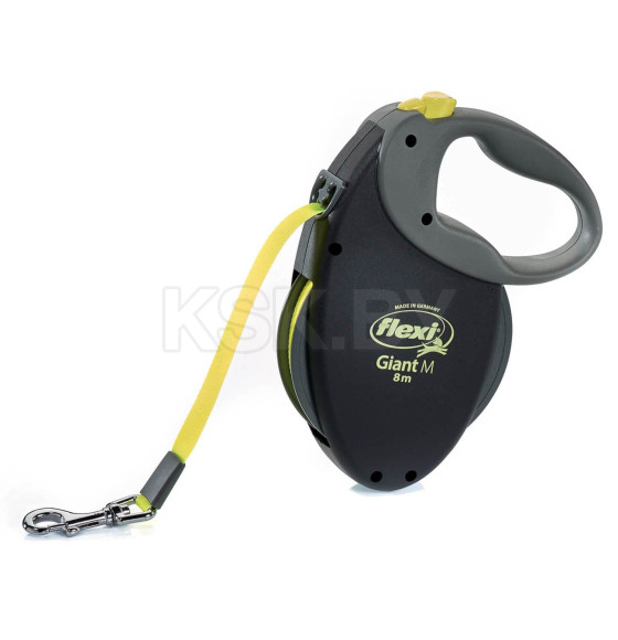 Поводок-рулетка Flexi Giant Neon M (до 25 кг) лента 8 м, светоотражающая, желтый неон (8023808) 