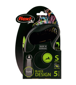 Поводок-рулетка Flexi Black Design S (до 15 кг) 5 м лента черный/зеленый