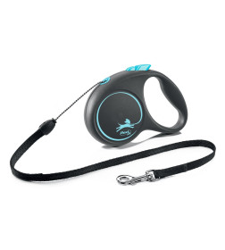 Поводок-рулетка Flexi Black Design S (до 12 кг) 5 м трос черный/синий