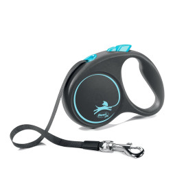 Поводок-рулетка Flexi Black Design S (до 15 кг) 5 м лента черный/синий