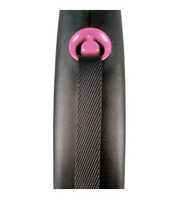 Поводок-рулетка Flexi Black Design S (до 15 кг) 5 м лента черный/розовый