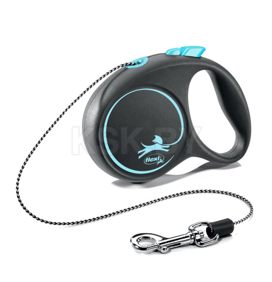 Поводок-рулетка Flexi Black Design XS (до 8 кг) 3 м трос черный/голубой (98033234) 
